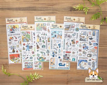 1 sheet | Mind Wave | SNAP THE DAY Clear Stickers | Cooking - Grocery Shopping - Relaxing - Housework - Outing - Movie Night