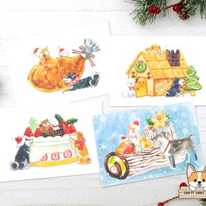 1 hoja / Activo x Natsuka Murata / Shiba Inu y postales navideñas / Pollo asado - Casa de jengibre - Pastel navideño - Tronco de Navidad