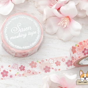 1 rouleau | 15 mm | Kamiiso SAIEN | ROULEAU adhésif en papier washi feuille d'argent printanier | Décoration Sakura