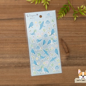 1 or 2 pc set NB SAEZURI Bird Stickers Parakeet & Cockatiel Lovebird Java Sparrow Mountain Bluebird Shima Enaga Penguin Mountain Bluebird