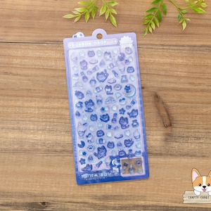 1 sheet | Q-lia | BONBON DROP Mini Series Glitter 3D Gel Sticker | Yoru Neko (Night Cat)