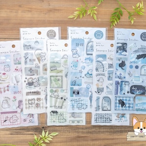 2 arkusze | Q-lia | Naklejki STAMPIE Gold Foil Clear i Tracing Paper | Kwiat - Kawiarnia - Osampo (Spacer) - Wycieczka - Wieczór - Księżyc