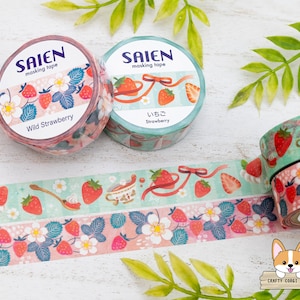 1 rotolo / 15 mm / Kamiiso SAIEN / Nastro Washi primaverile / Fragola - Fragola di bosco