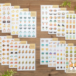 Papier Platz | ANIMALxFOOD Sticker | Peach Berry Lemon Choco Mint Crepe Donut Cake Pancake Waffle Melon Pan Madeleine Macaron Popsicle Purin
