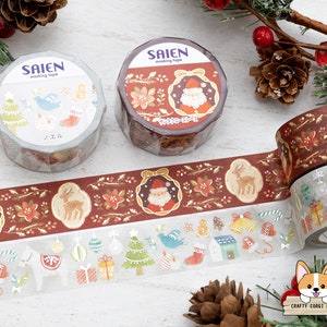 1 rolo | 20 mm | Kamiiso SAIEN | Fita washi de alumínio WINTER LIMITED | Guirlanda de Papai Noel - Noel