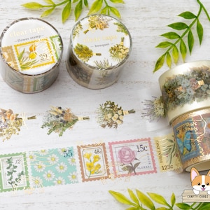 1 roll | 30mm | Mind Wave | Flower Gold Foil Clear Matte PET Tape | Bouquet - Flower Stamp