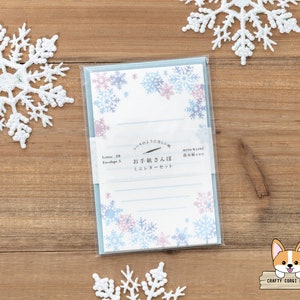 20 hojas, 5 sobres / Furukawashiko / Juego de minicartas de OSAMPO de edición limitada de invierno / Copos de nieve