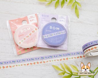 1ロール | 5mm | BGM | フルーツシルバーまたはゴールド箔スリム和紙テープ | ブルーベリー - ストロベリーバリエーション