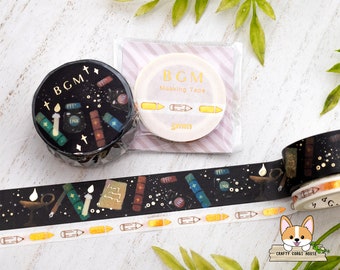 1 or 2 pc set | 5mm or 15mm | BGM | School Foil Washi Tape | Pencil - Library