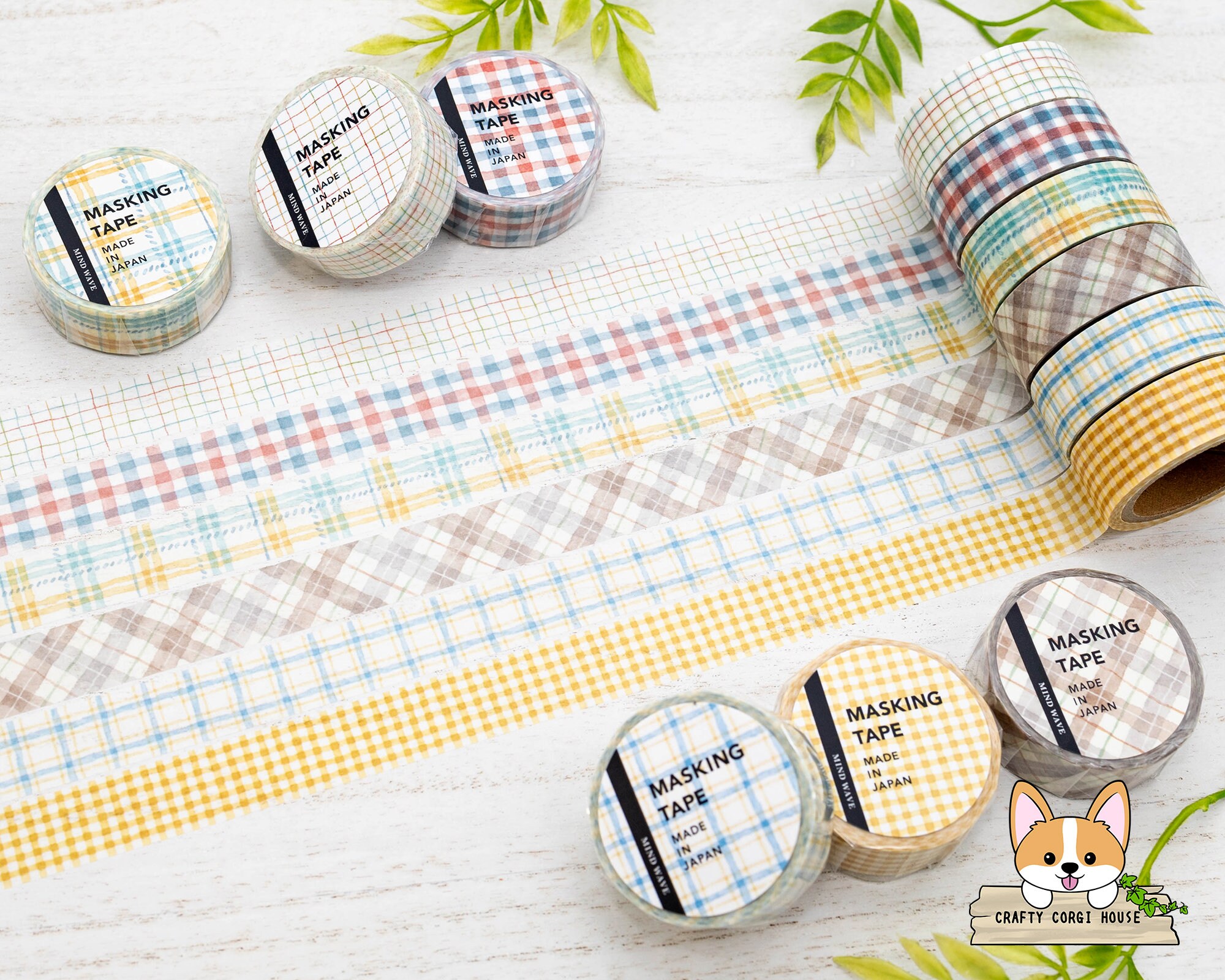 1 roll | 15mm | Mind Wave | PATTERN CHECK Washi Tapes | Tattersall - Gun Clu - Plaid - Tartan - Dupplin - Gingham