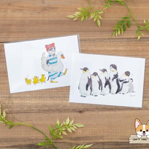 1 foglio / Attivo x Tocoro Comugi / Cartoline estive per gatti / Anatra - Pinguino