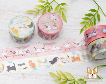 1 roll | 20mm | NB | Animal Clear Tapes | Shima Enaga - Cats & Polka Dots