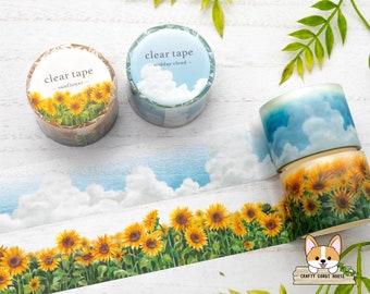 1 or 2 pc set | 30mm | Mind Wave | Summer Clear Matte PET Tape ROLL | Midday Cloud - Sunflower