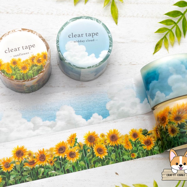 1 or 2 pc set | 30mm | Mind Wave | Summer Clear Matte PET Tape ROLL | Midday Cloud - Sunflower