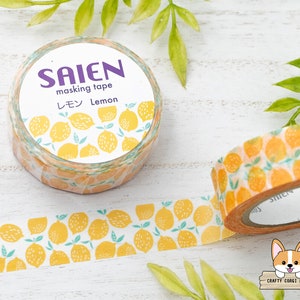 1 or 2 pc set | 15mm | Kamiiso SAIEN | Fruit Washi Tape ROLL | Lemon