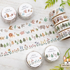 1 or 2 pc set | 18mm | Mind Wave | COZY Series Die Cut Washi Tape | Bird - Animal - Forest - Flower