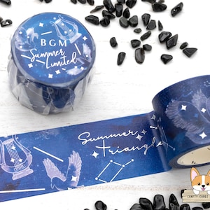 1 rol | 30 mm | Achtergrondmuziek | SUMMER LIMITED Constellation zilverfolie washitape | Zomerdriehoek