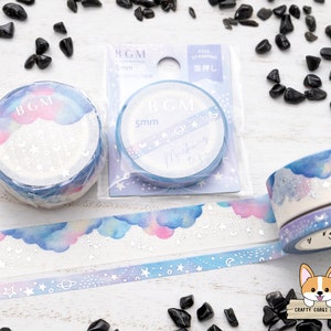 1 or 2 pc set | 5mm or 15mm | BGM | Universe Silver Foil Washi Tape | Galaxy - Cloudy Star