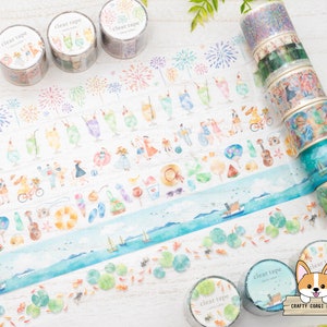 1 roll | 30mm | Mind Wave | JUICY COLOR Clear Tapes | Fireworks - Cream Soda - Summer Clothes - Summer Accessory - Sea - Goldfish