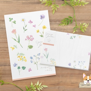 16 hojas 4 sobres / NB / CARTA DE PRIMAVERA 2 Diseño A5 Juego de bloc de cartas y sobres / Jardín de primavera