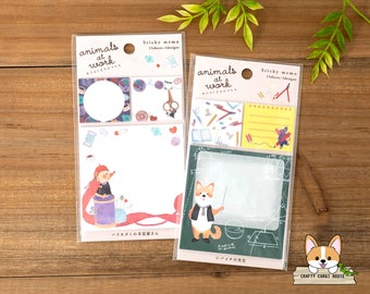 45 hojas / Un Trois Cinq / ANIMALS AT WORK Sticky Notes Memo Pad / Shiba Inu Teacher - Hedgehog Handcraft Shop