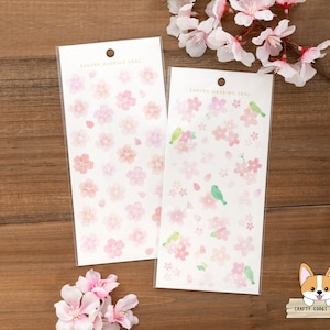 1 sheet | Active | SPRING Bird Washi Sticker Sheets | Sakura - Sakura & Bird