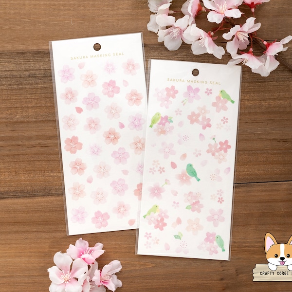 1枚 | アクティブ | SPRING 鳥の和紙ステッカーシート | 桜 - 桜と鳥