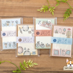 30 hojas 5 sobres / Furukawashiko / BONJOUR PARIS "Paseando por París" Mini juego de cartas / Floristería - Antigüedades - Picnic - Boutique