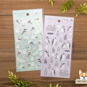 1 or 2 pc set NB SAEZURI Bird Stickers Parakeet & Cockatiel Lovebird Java Sparrow Mountain Bluebird Shima Enaga Penguin ShimaEnaga + Penguin