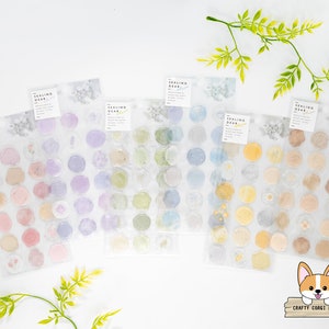 1 sheet | Q-lia | Wax Style SEALING DEAR CLEAR Gel Stickers | Pink - Purple - Green - Blue - Yellow - Brown