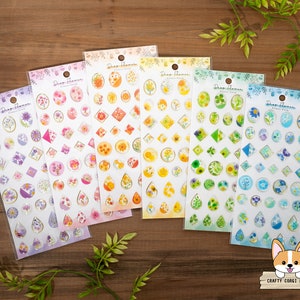 1 vel |  Mindwave | DROP BLOEM Folie 3D-harsstickers | Roze - oranje - geel - groen - blauw - paars