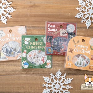 45 piezas / BGM / WINTER LIMITED Pegatinas washi troqueladas / Snowy Town - Tejido - Carta a Papá Noel - Alfabeto