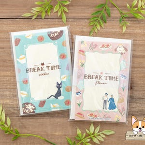 30 hojas 5 sobres / Movic x Ghibli / BREAK TIME Mini Sets de cartas / Galleta (Kiki's Delivery) - Flor (El castillo ambulante)