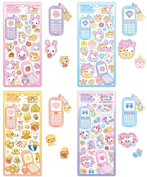 1 Sheet | Crux | HEISEI HAPPY PHONE Gel Stickers | Fuwa Fuwa Rabi