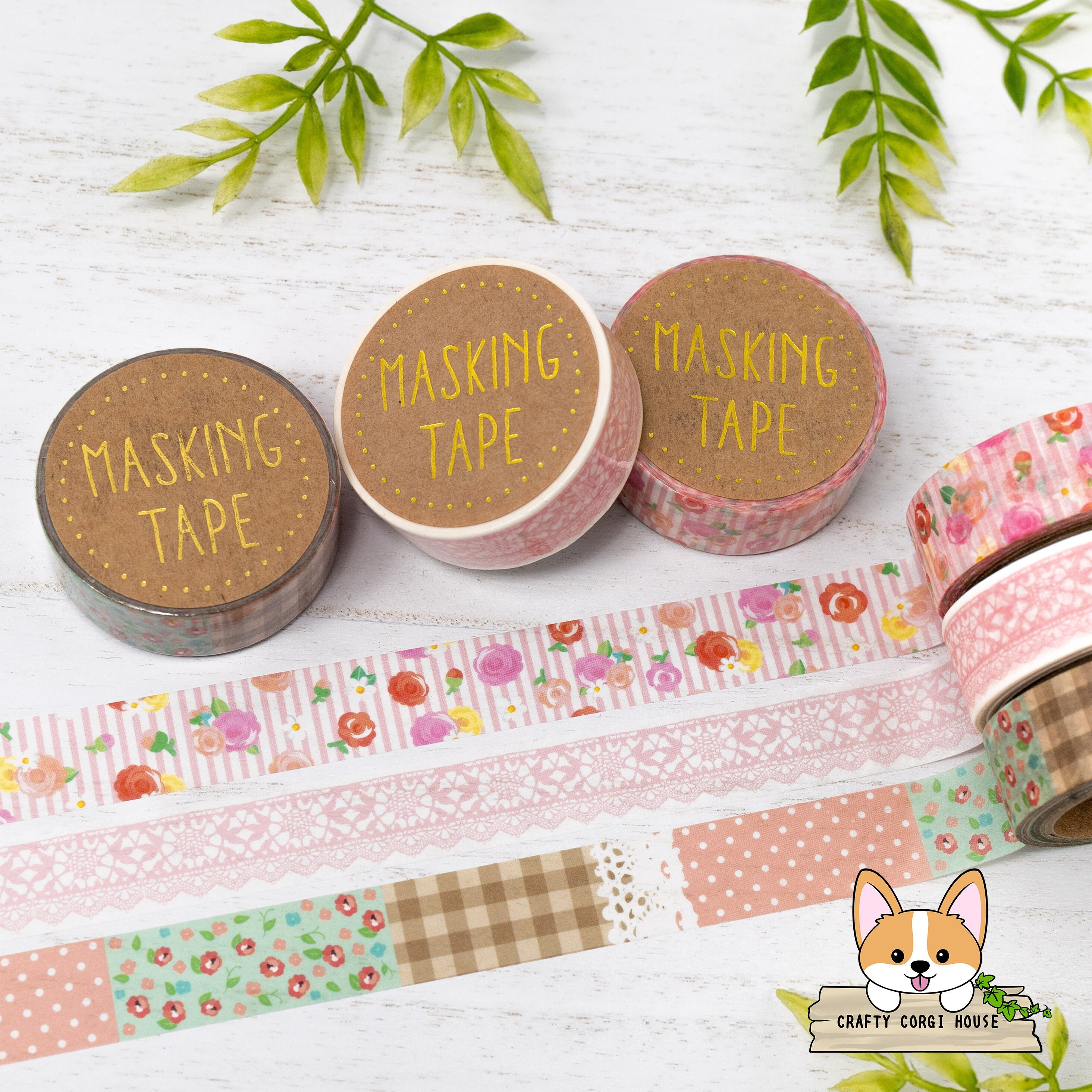 1 or 3 Pc Set 15mm World Craft Floral & Lace Washi Tape Rose Pink / Mint  Lace Pink / Mint Natural Pink / Mint 