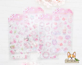 1 Sheet | Q-lia | SAKURA BIYORI Aurora Foil 3D Gel Stickers