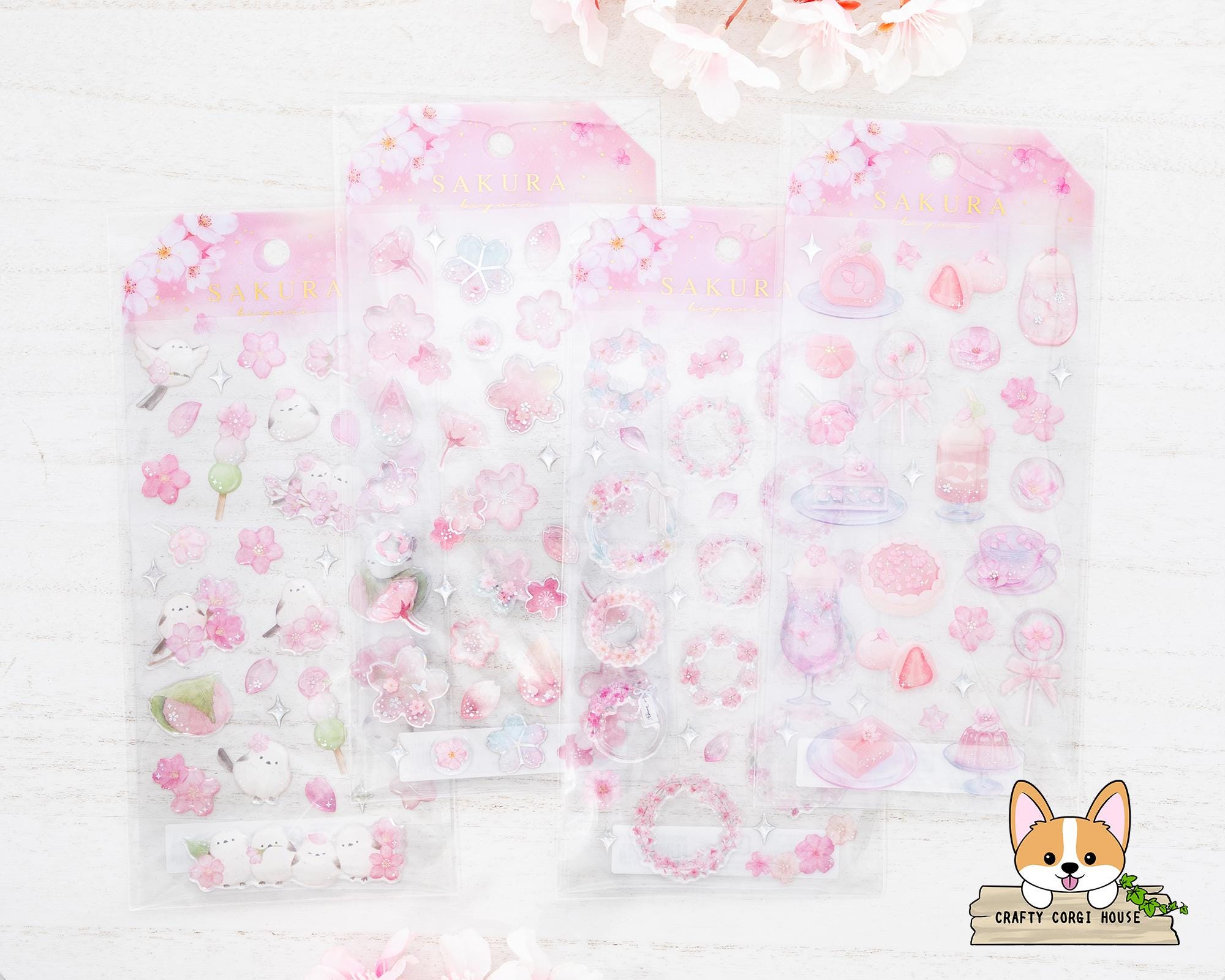 1 Sheet | Q-lia | SAKURA BIYORI Aurora Foil 3D Gel Stickers