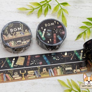 1 roll | 15mm | BGM | Books Foil Washi Tape | Library - Midnight Bookshelf