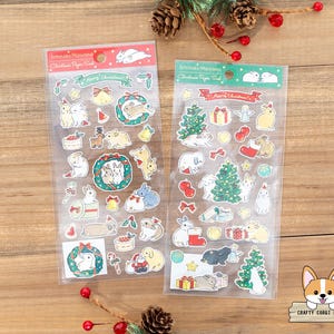 1 Bogen | Aktiv x Schinako Moriyama | Weihnachten Kaninchen Papier Aufkleber | Kranz - Tannenbaum