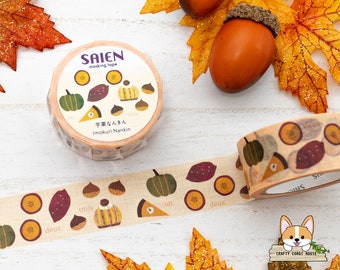 1 pc set | 20mm | Kamiiso SAIEN | Fall Food Washi Tape | Fall Harvest ( Sweet Potato - Chestnut - Pumpkin)