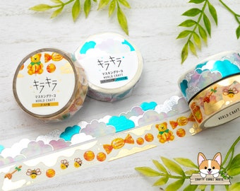 1 or 2 pc set | 15mm | World Craft | Sweets KIRAKIRA Foil Washi Tape | Cotton Candy - Honey