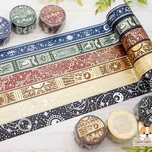 1 rotolo / 20 mm / BGM / Nastro adesivo Washi in lamina della serie Book of Star Magic / Azzurro - Spirito - Fiamma - Sacro - Luce - Oscurità