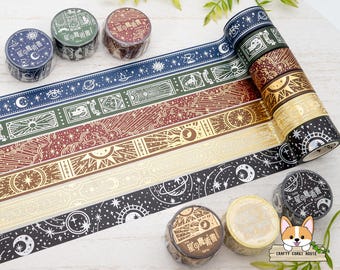 1 rollo / 20 mm / BGM / Cinta washi de aluminio de la serie Book of Star Magic / Azul - Espíritu - Llama - Sagrado - Luz - Oscuridad