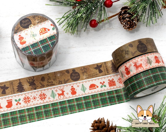 Christmas Washi Tape Set 12 Rolls Winter Embellishment for Arts, DIY Crafts, Journals, Planners, Wrapping, Other