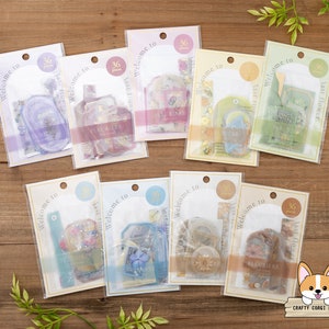36 pc | Q-lia | FLEURIERE Foil Die Cut Clear Stickers | Purple - Dusty Pink - Pink - Yellow - Green - Pastel - Blue - Ivory - Terracotta