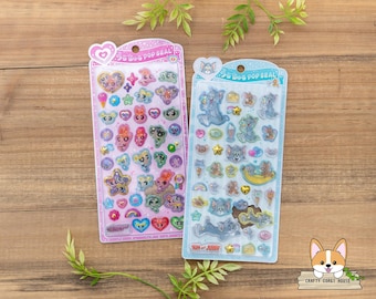 1 sheet | Crux x CN | URUCHURU POP Glitter 3D Gel Stickers | Power Puff Girls - Tom & Jerry