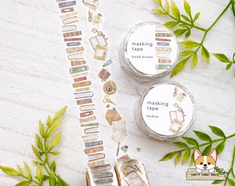 1 roll | 18mm | Mind Wave | Die Cut Washi Tape | Book Brown - Tsukue (Desk)