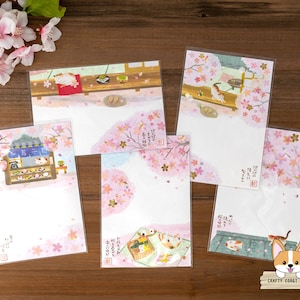 1 Bogen | Aktiv | 3D Postkarten Katze und Japanische Kirschblüte (Sakura) mit Strass | Hanami Katze