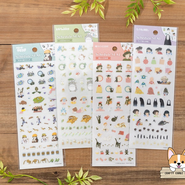 1 or 4 pc set | Ensky | STUDIO GHIBLI Schedule Planner Clear Stickers | Castle in the Sky - Totoro - Kiki's Delivery Service - Spirited Away