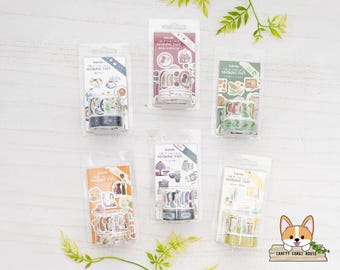 120 pc or 150 pc | 11mm | Bande | Die Cut Washi Stickers Roll | Cafe - Pastry Shop - Bakery - Boutique - Library - Stationery Shop